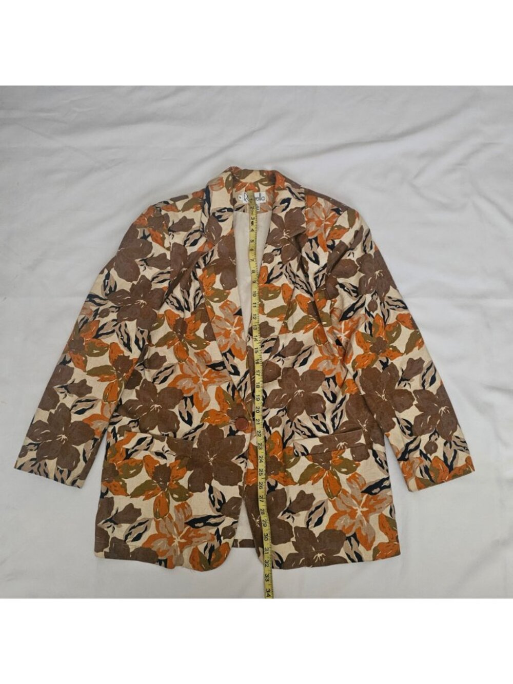 Rafaella Vintage Autumn Shade Floral Linen-Cotton Lined Blazer Jacket Size 14 - Picture 11 of 11